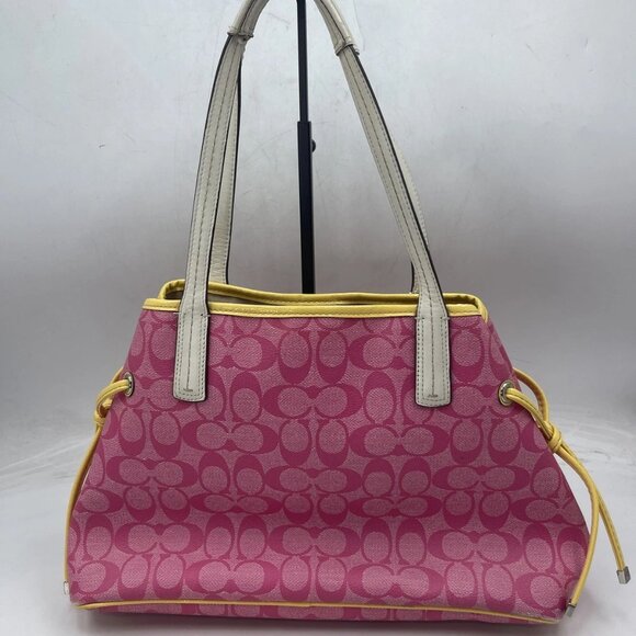 Coach Women’s Signature Carryall Bag – Yellow/Pink – Style F22908 - Picture 1 of 16